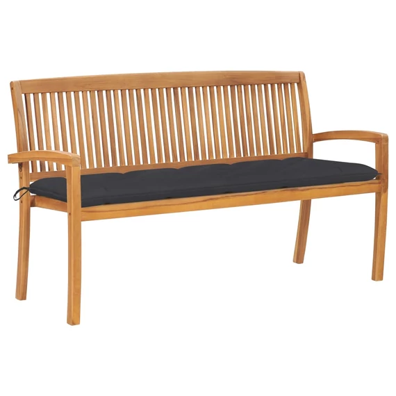 VidaXL tömör tíkfa rakásolható kerti pad párnával 159 cm