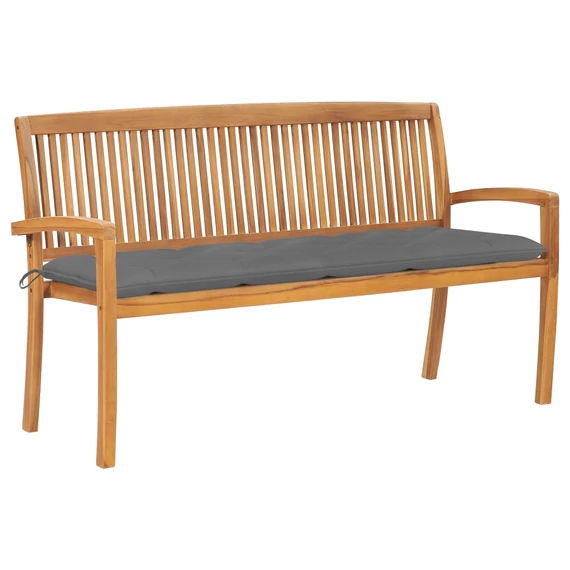VidaXL tömör tíkfa rakásolható kerti pad párnával 159 cm