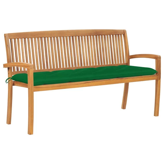 VidaXL tömör tíkfa rakásolható kerti pad párnával 159 cm
