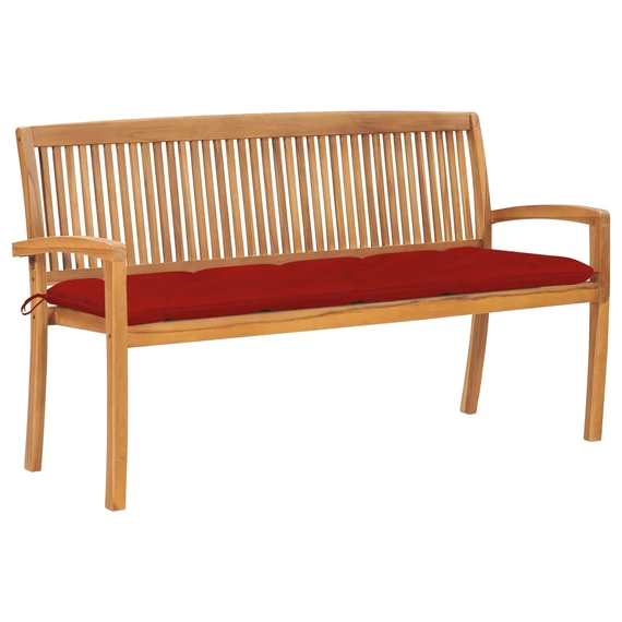 VidaXL tömör tíkfa rakásolható kerti pad párnával 159 cm