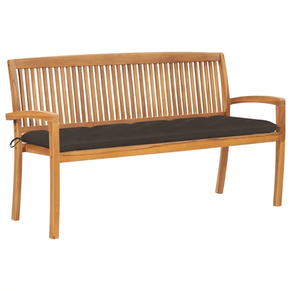 VidaXL tömör tíkfa rakásolható kerti pad párnával 159 cm