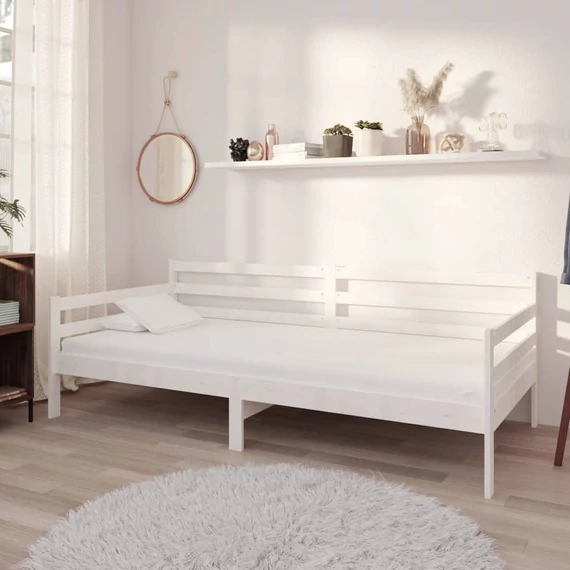 VidaXL fehér tömör fenyőfa dívány matraccal 90 x 200 cm