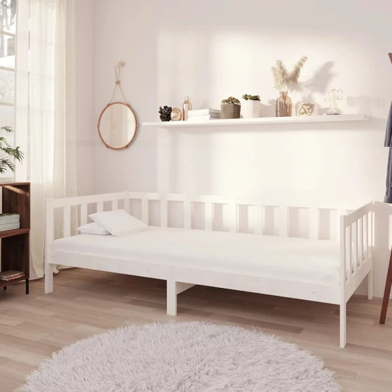 VidaXL fehér tömör fenyőfa dívány matraccal 90 x 200 cm