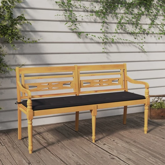 VidaXL tömör tíkfa Batavia pad antracitszürke párnával 150 cm
