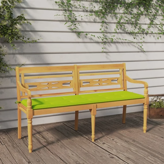 VidaXL tömör tíkfa Batavia pad világoszöld párnával 150 cm