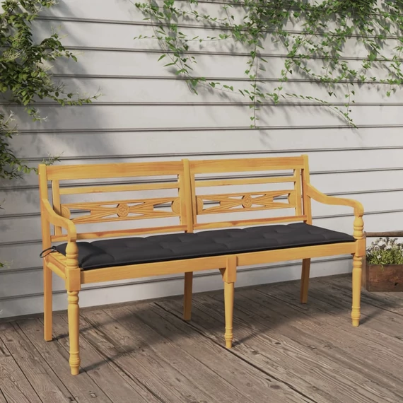 VidaXL tömör tíkfa Batavia pad antracitszürke párnával 150 cm