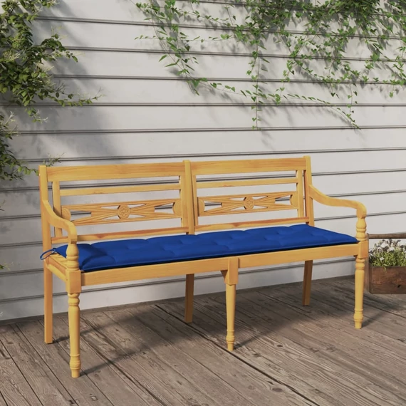 VidaXL tömör tíkfa Batavia pad kék párnával 150 cm