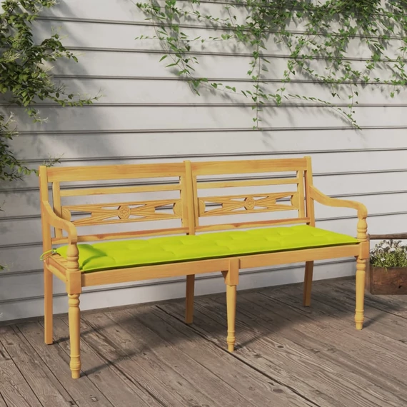 VidaXL tömör tíkfa Batavia pad világoszöld párnával 150 cm