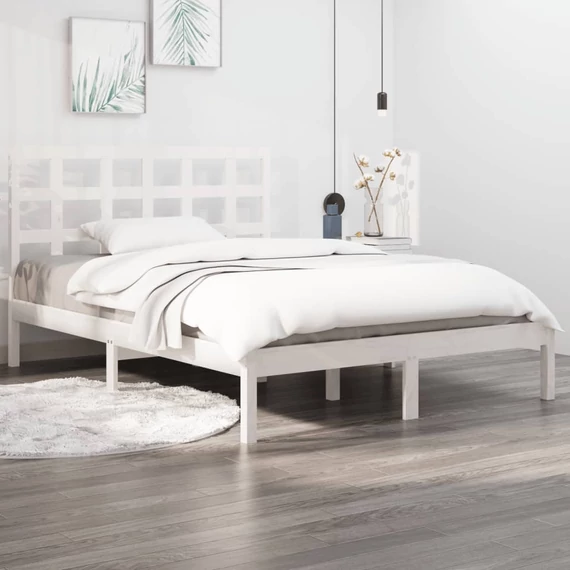 VidaXL Super King fehér tömör fa ágykeret 180 x 200 cm
