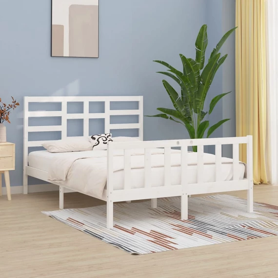 VidaXL fehér tömör fenyőfa ágy matrac nélkül 160 x 200 cm