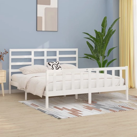 VidaXL Super King fehér tömör fa ágykeret 180 x 200 cm