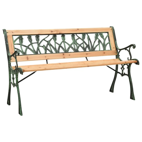 VidaXL öntöttvas és tömör fenyőfa kerti pad 122 cm