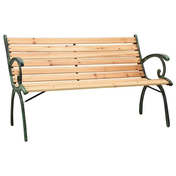 VidaXL öntöttvas és tömör fenyőfa kerti pad 123 cm