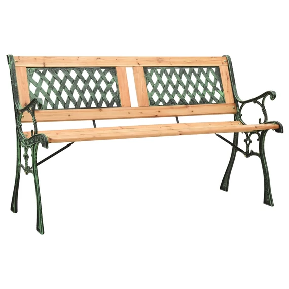 VidaXL öntöttvas és tömör fenyőfa kerti pad 122 cm