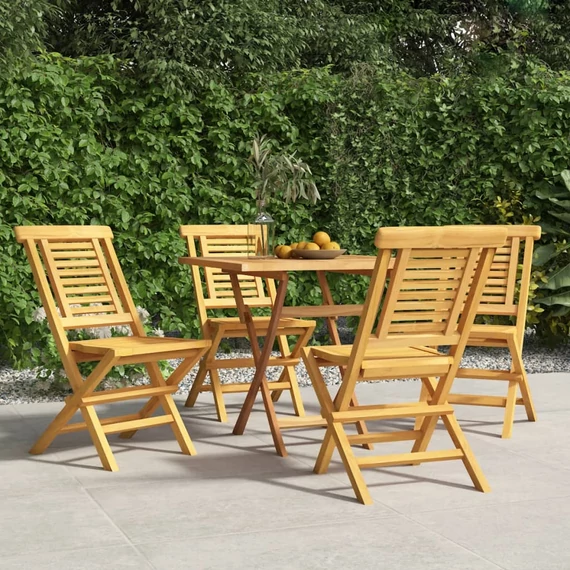 VidaXL 4 db tömör tíkfa összecsukható kerti szék 47 x 63 x 90 cm