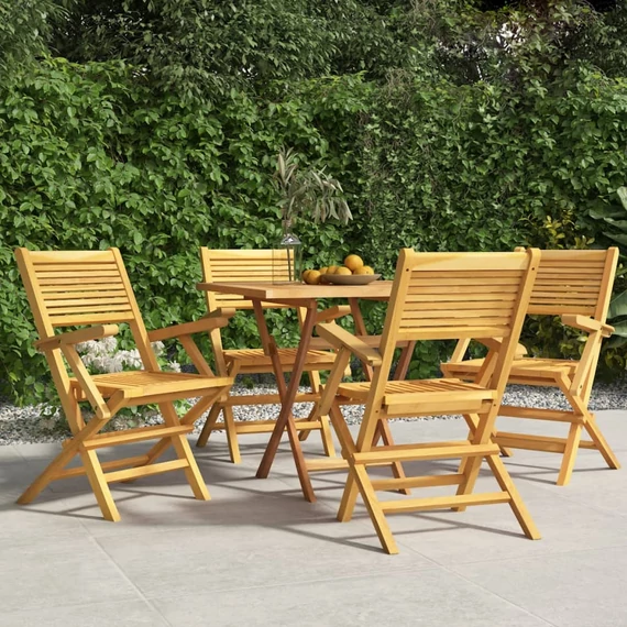 VidaXL 4 db tömör tíkfa összecsukható kerti szék 55 x 62 x 90 cm