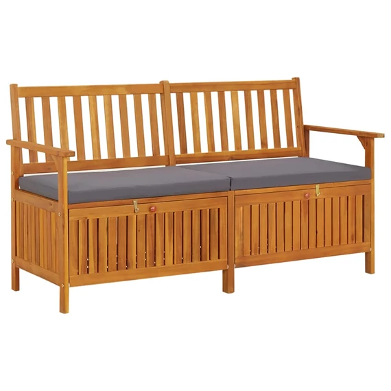 VidaXL tömör akácfa tárolópad párnával 148 cm