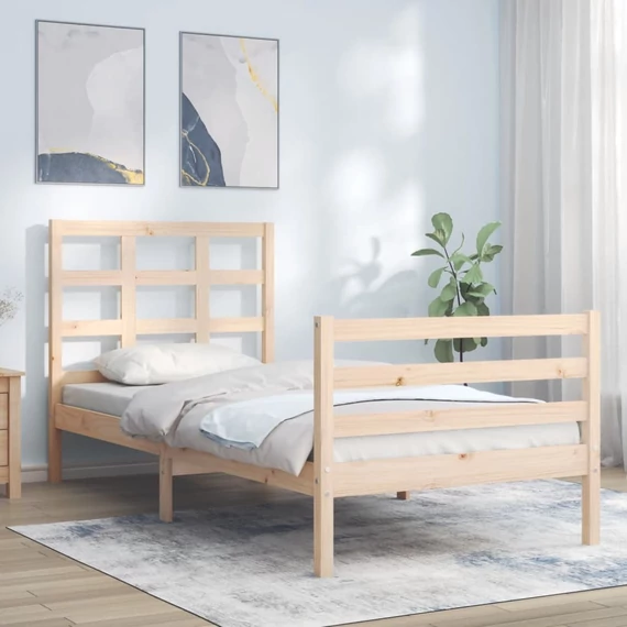 VidaXL tömör fa ágykeret fejtámlával 90 x 200 cm