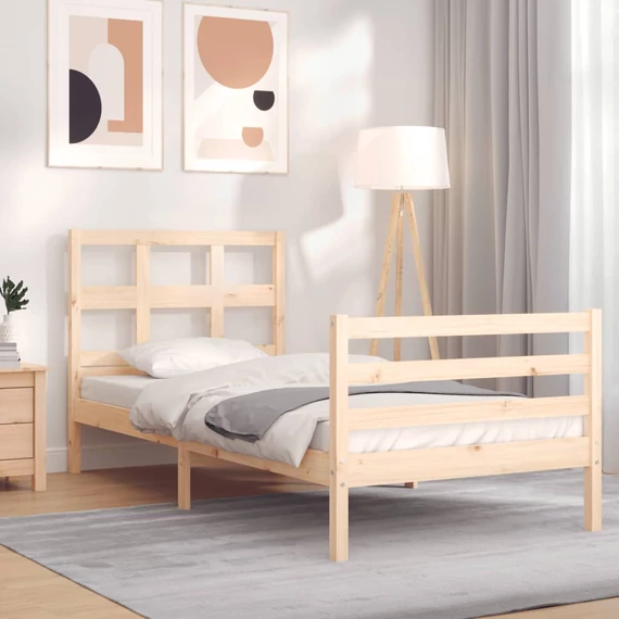 VidaXL tömör fa ágykeret fejtámlával 90 x 200 cm