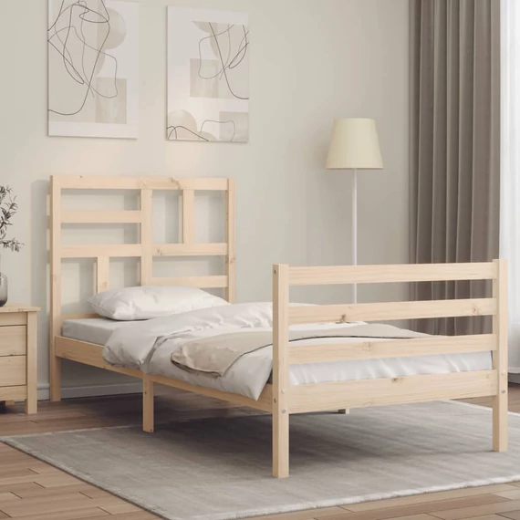 VidaXL tömör fa ágykeret fejtámlával 90 x 200 cm