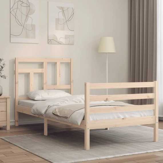 VidaXL tömör fa ágykeret fejtámlával 90 x 200 cm