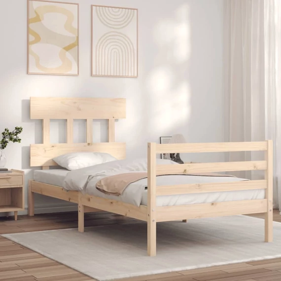 VidaXL tömör fa ágykeret fejtámlával 90 x 200 cm