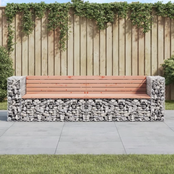 VidaXL tömör duglászfenyő gabion kerti pad 244 x 71 x 65,5 cm