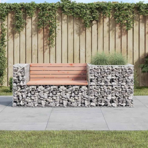 VidaXL tömör duglászfenyő kerti pad gabion kosárral
