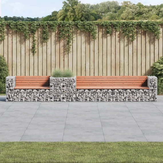 VidaXL tömör duglászfenyő kerti pad gabion kosárral