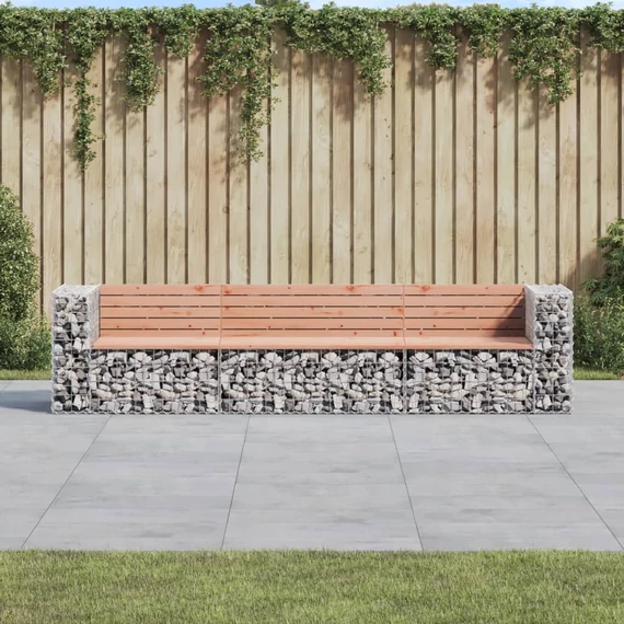 VidaXL tömör duglászfenyő gabion kerti pad 287x71x65,5 cm