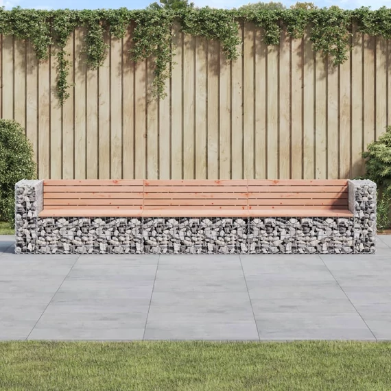 VidaXL tömör duglászfenyő gabion kerti pad 347x71x65,5 cm