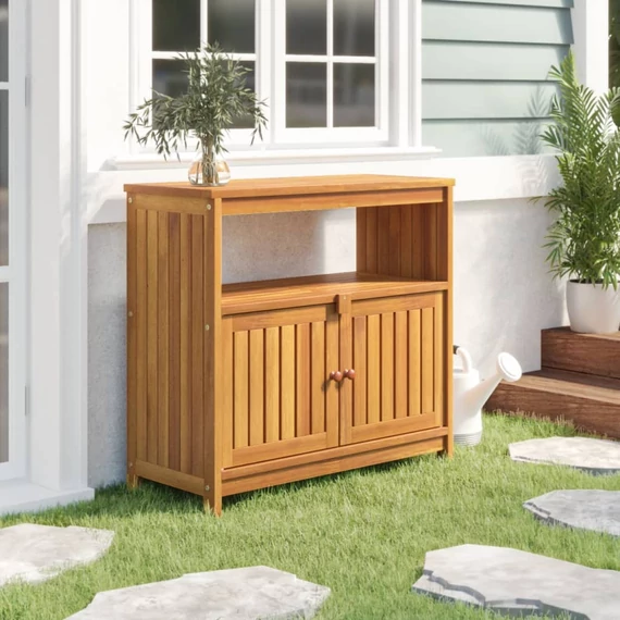 VidaXL tömör akácfa kerti tálalóasztal 80 x 35 x 75 cm