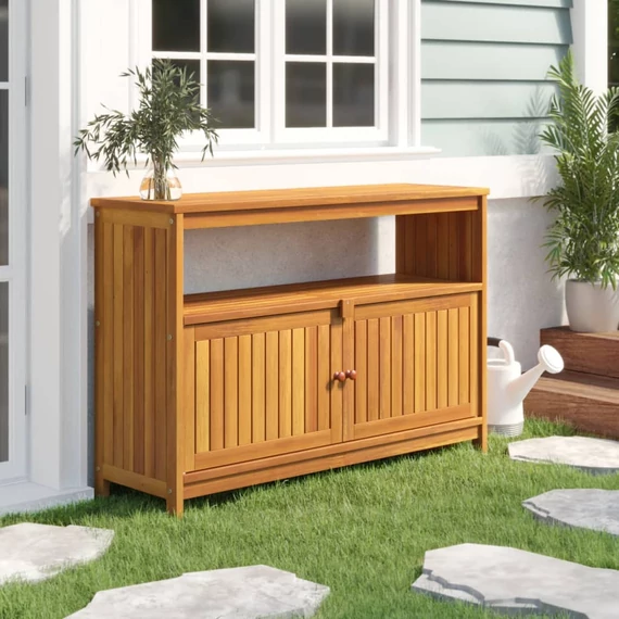 VidaXL tömör akácfa kerti tálalóasztal 110 x 35 x 75 cm