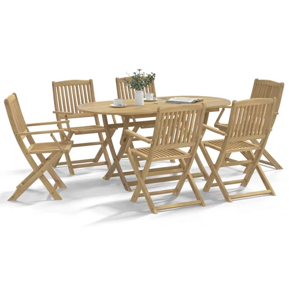 VidaXL 6 db összecsukható tömör akácfa kerti szék 54,5x58x90 cm