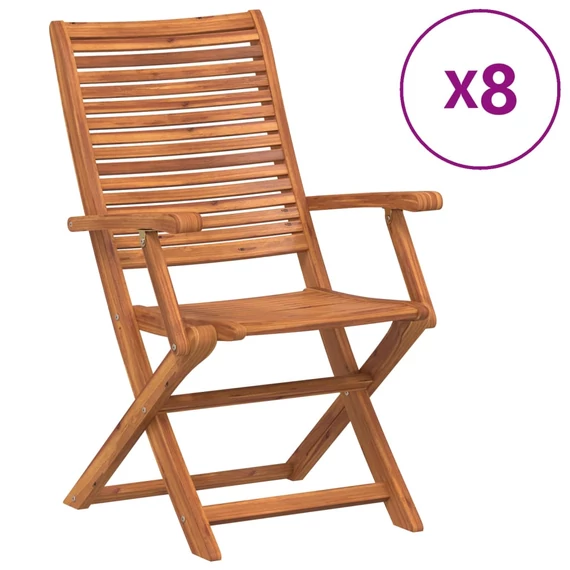 VidaXL 8 db összecsukható tömör akácfa kerti szék 57x66x95 cm