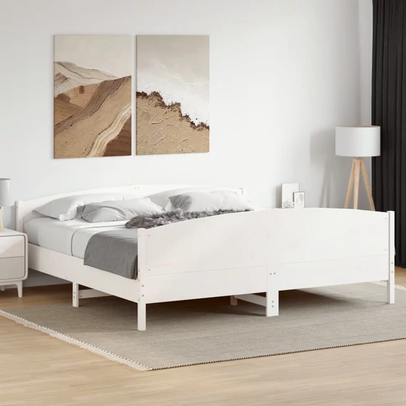 VidaXL fehér tömör fenyőfa ágy matrac nélkül 180 x 200 cm