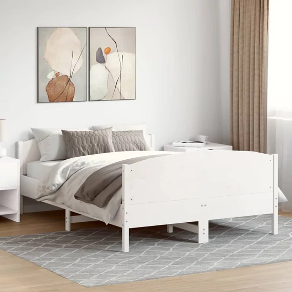 VidaXL fehér tömör fenyőfa ágy matrac nélkül 160 x 200 cm