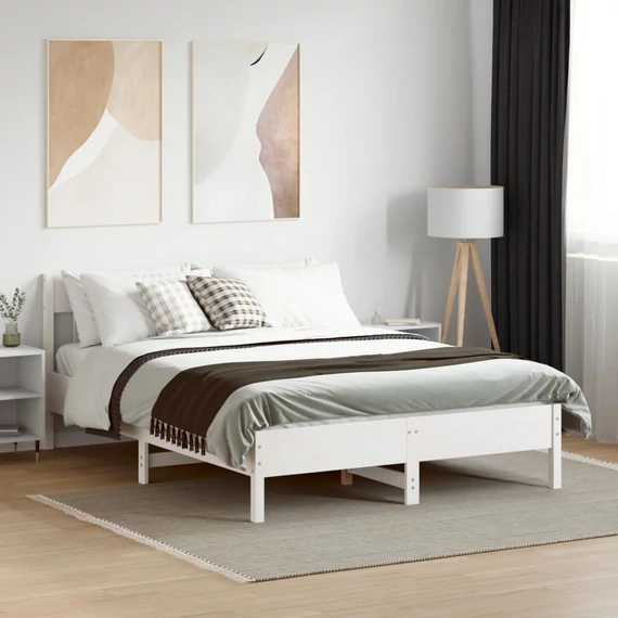 VidaXL fehér tömör fenyőfa ágy matrac nélkül 160 x 200 cm