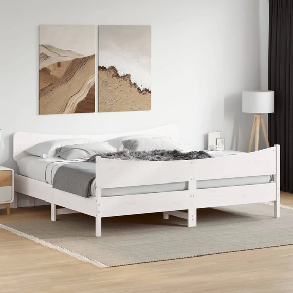 VidaXL fehér tömör fenyőfa ágy matrac nélkül 180 x 200 cm