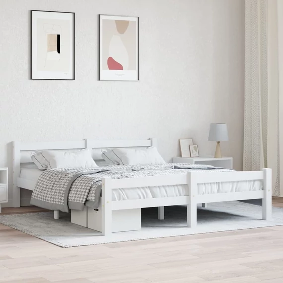 VidaXL fehér tömör fenyőfa ágykeret 160 x 200 cm