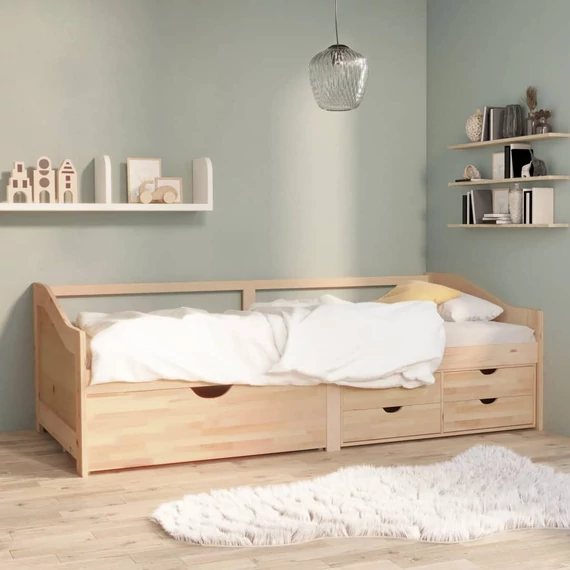 VidaXL 3 személyes tömör fenyőfa kanapéágy fiókokkal 90 x 200 cm