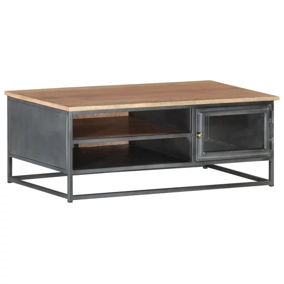 VidaXL szürke tömör akácfa dohányzóasztal 90 x 50 x 35 cm