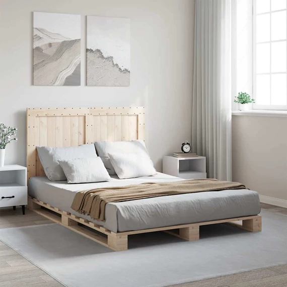VidaXL tömör fenyőfa ágykeret fejtámlával 140 x 200 cm