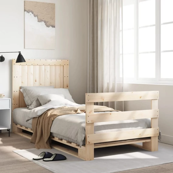 VidaXL tömör fenyőfa ágykeret fejtámlával 90 x 200 cm