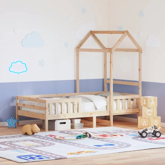 VidaXL tömör fenyőfa ágykeret tetővel 90 x 200 cm