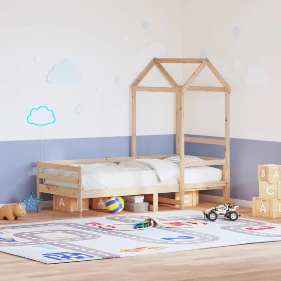 VidaXL tömör fenyőfa kanapéágy tetővel 90 x 200 cm