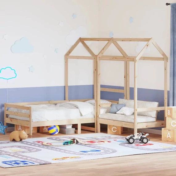 VidaXL tömör fenyőfa kanapéágy és pad tetővel 90 x 200 cm