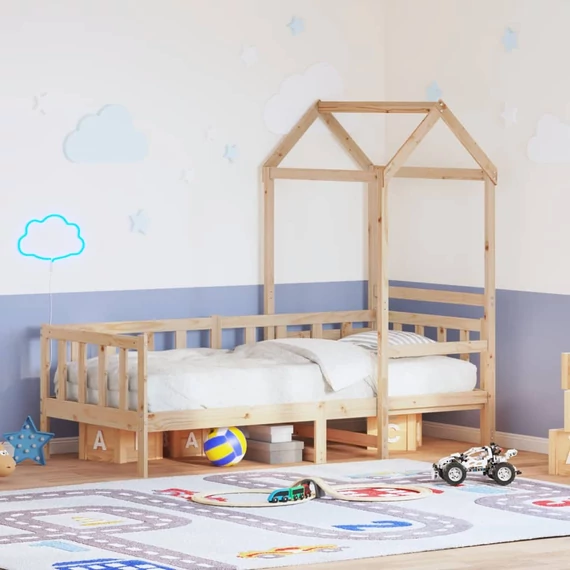 VidaXL tömör fenyőfa kanapéágy tetővel 90 x 200 cm