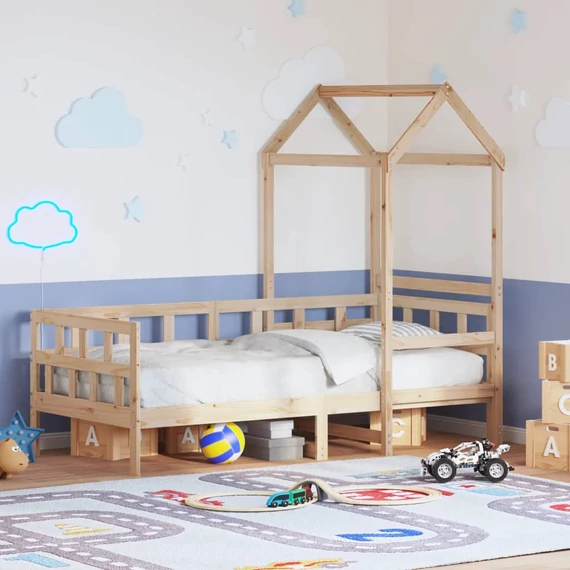 VidaXL tömör fenyőfa kanapéágy tetővel 90 x 200 cm