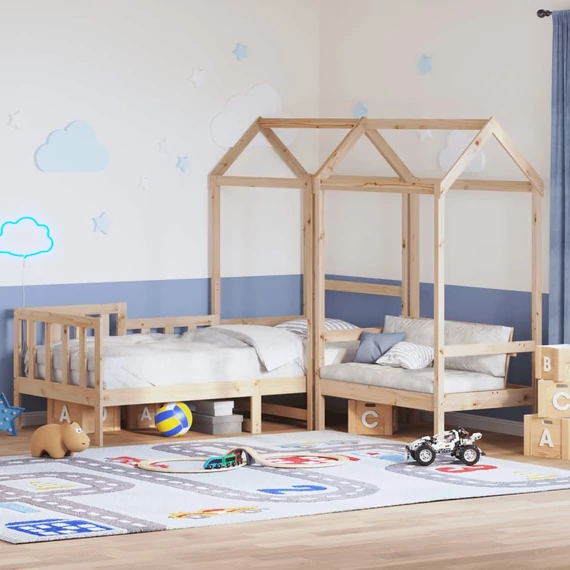 VidaXL tömör fenyőfa kanapéágy és pad tetővel 90 x 200 cm